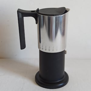 Bialetti rare moka pot engraved brand black and silver Italian coffee maker vintage percolator espresso pot moka maker matt black 70s