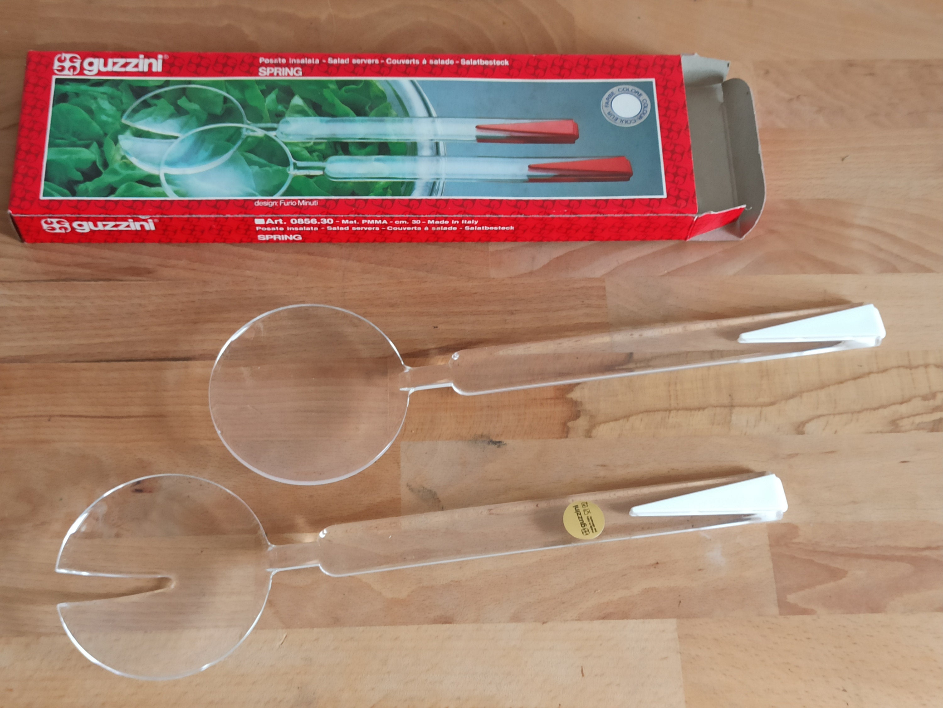 Guzzini Vintage Clear and White Salad Servers 1970s New Old - Etsy