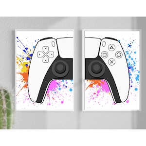Gaming Wall Art Printable | Colorful Controller Set | Boys Room Decor | Digital Download