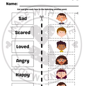 Emotions Worksheet for Kids | Match the Feelings Printable + Google ...