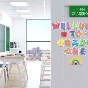 Welcome to School Door Décor Printable | Back to School Letters for Kindergarten & Grade One | Classroom Bulletin Board Kit