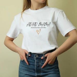 ADHD Mama Shirt  Powered by Chaos and Coffee Tee for Moms  Funny Neurodivergent Mom Shirt  ADHD Awareness Gift