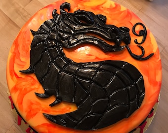 3D Multi color Mortal Kombat fight Game Inspired Cake topper Subzero vs Scorpion Cake decoration