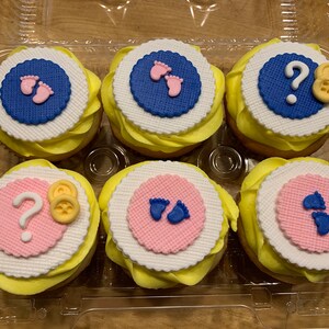Gender Reveal Fondant Cupcake Toppers