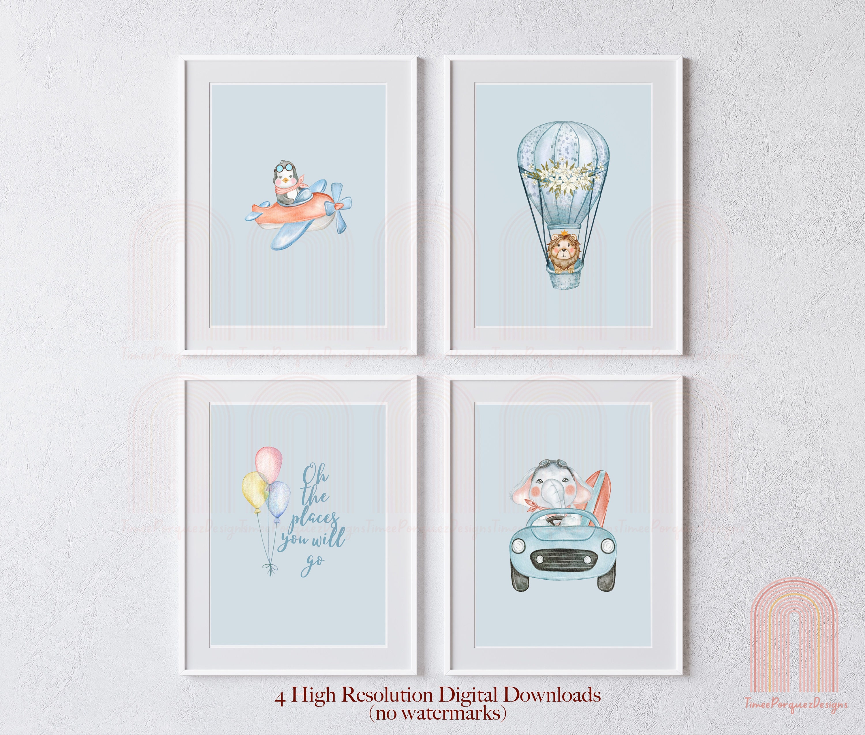 Oh The Places You Will Go Animal Travellers Poster Set| DIGITAL FILES | Playroom Decor Wall Art, Kids Room Decor, Kids Wall Art, Kids Prints