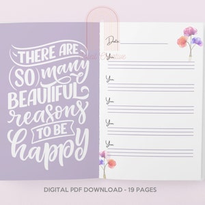 5 Year Gratitude Journal – Purple Floral Printable Planner (Digital File Only)