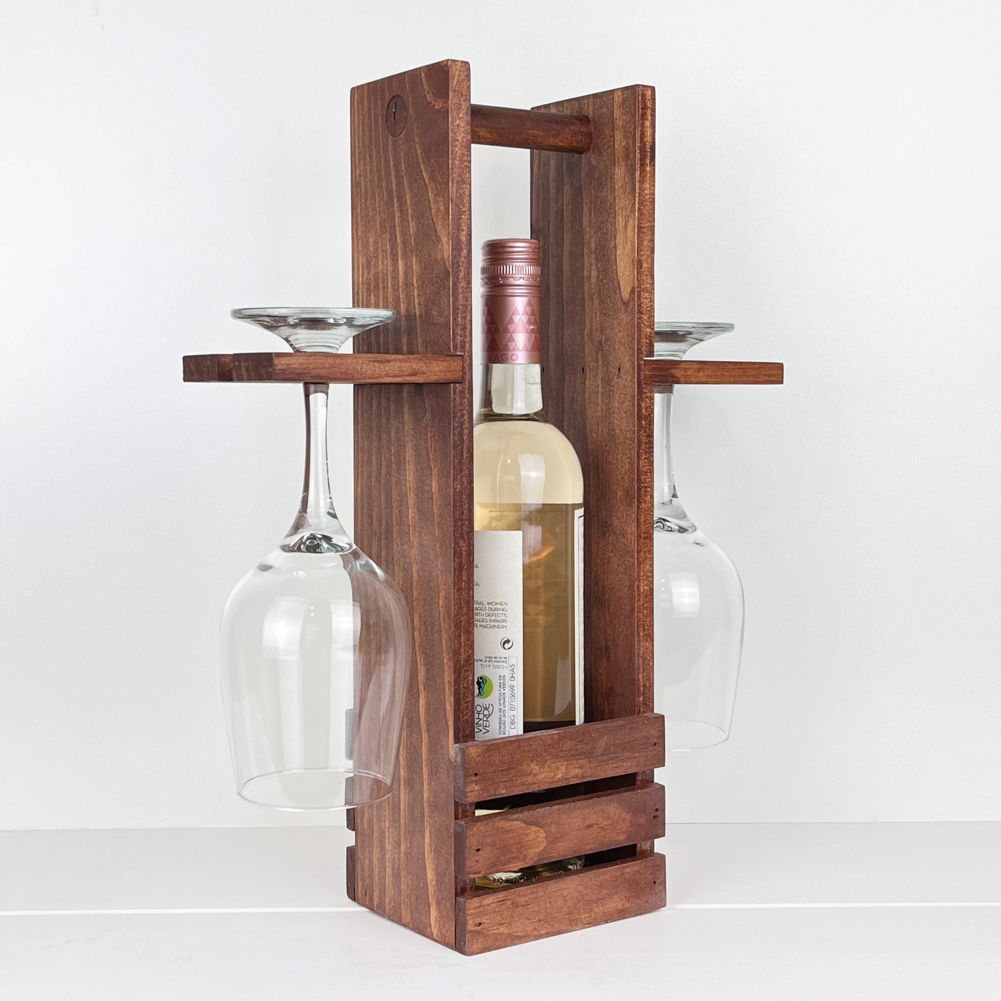 Wine Glass Caddy, Wine Caddy, Wood Wine Butler, Wine Gift, Gift For Wi