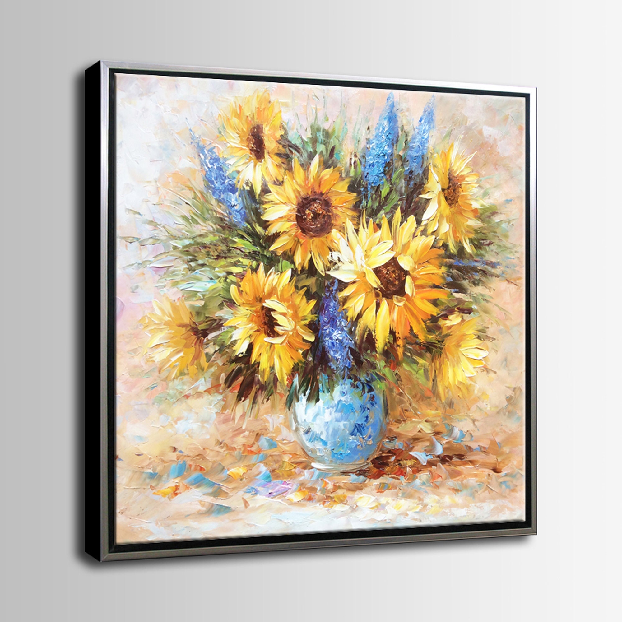 Hand-painted Sunflowers Oil Painting on Canvas With Palette Knife, One ...