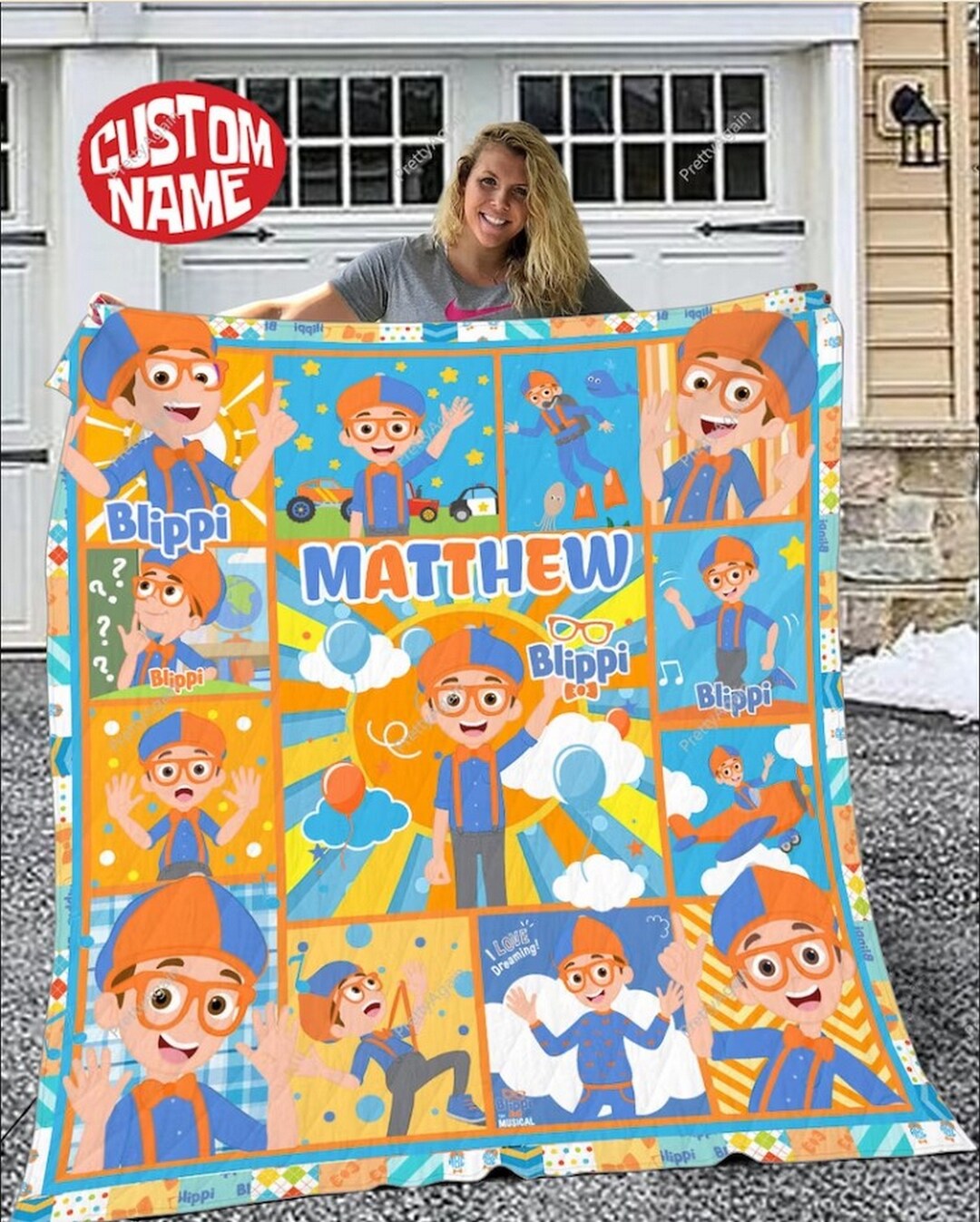 Personalized Blippi Quilt Blanket Custom Blippi Birthday Etsy