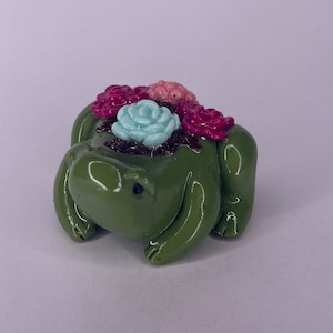 Succulent frog figurine