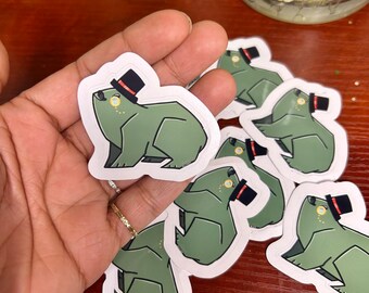 Gentleman Frog Sticker // vinyl glossy sticker // distinguished and classy frog