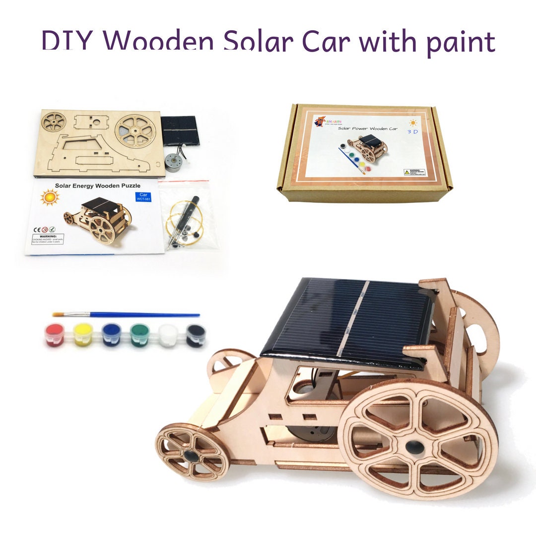 Wooden Solar Car Model Kits Educational Assembly Wireless Remote