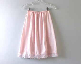RESERVED Vintage 60s Pink Embroidered Slip Skirt S