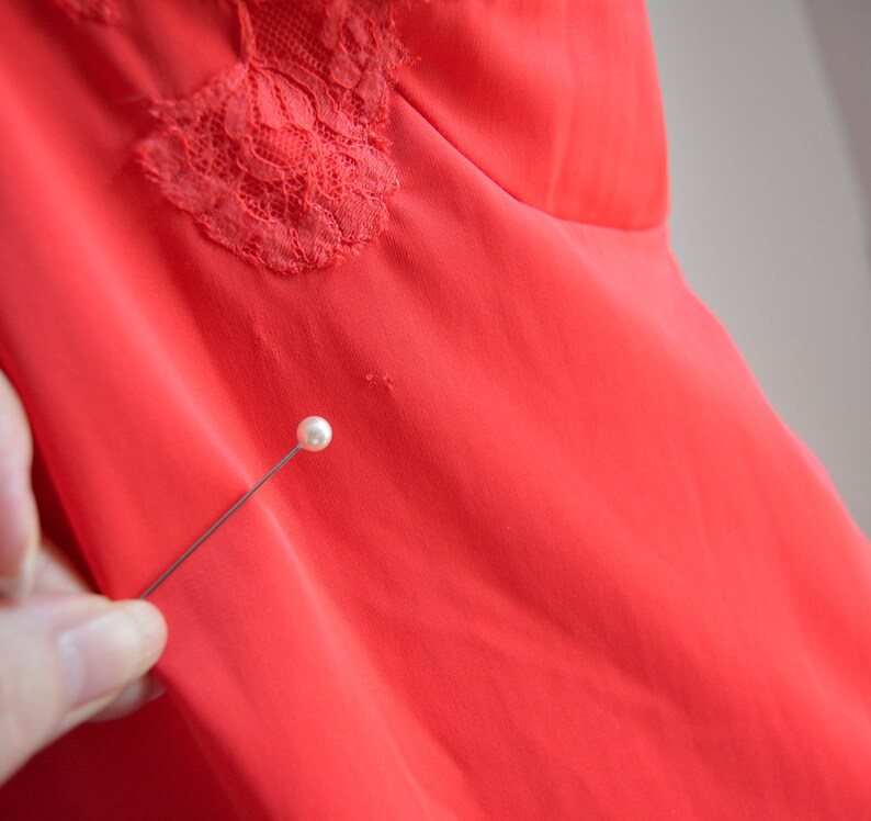 1960s Artemis Red Nylon Slip Dress Red Slip Dress L