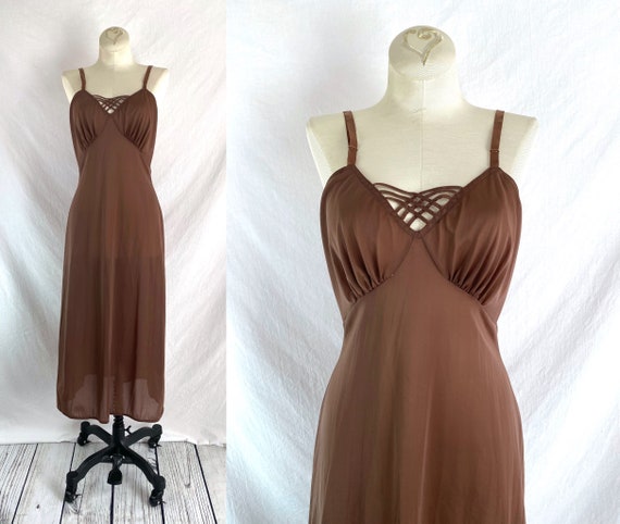 Vintage 40s Brown Slip Dress XS/S