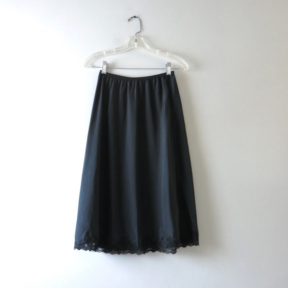 Vintage 50s Black Bias Cut Slip Skirt M