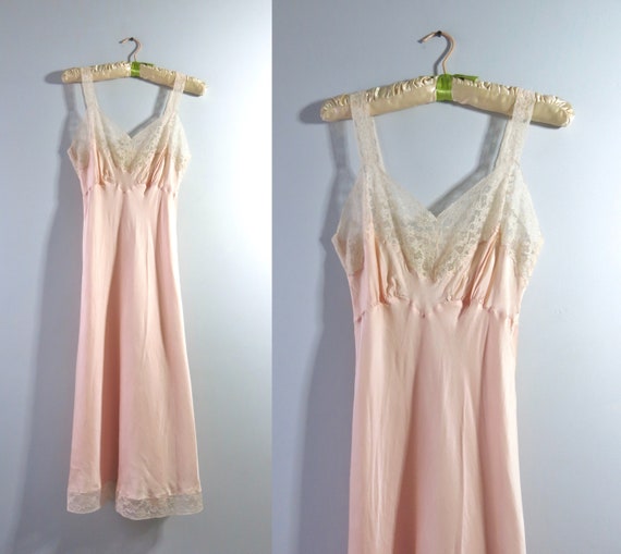 Vintage 50s Peach Slip Dress XS
