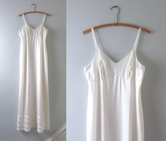 Vintage 1980s Long Ivory Slip Dress M