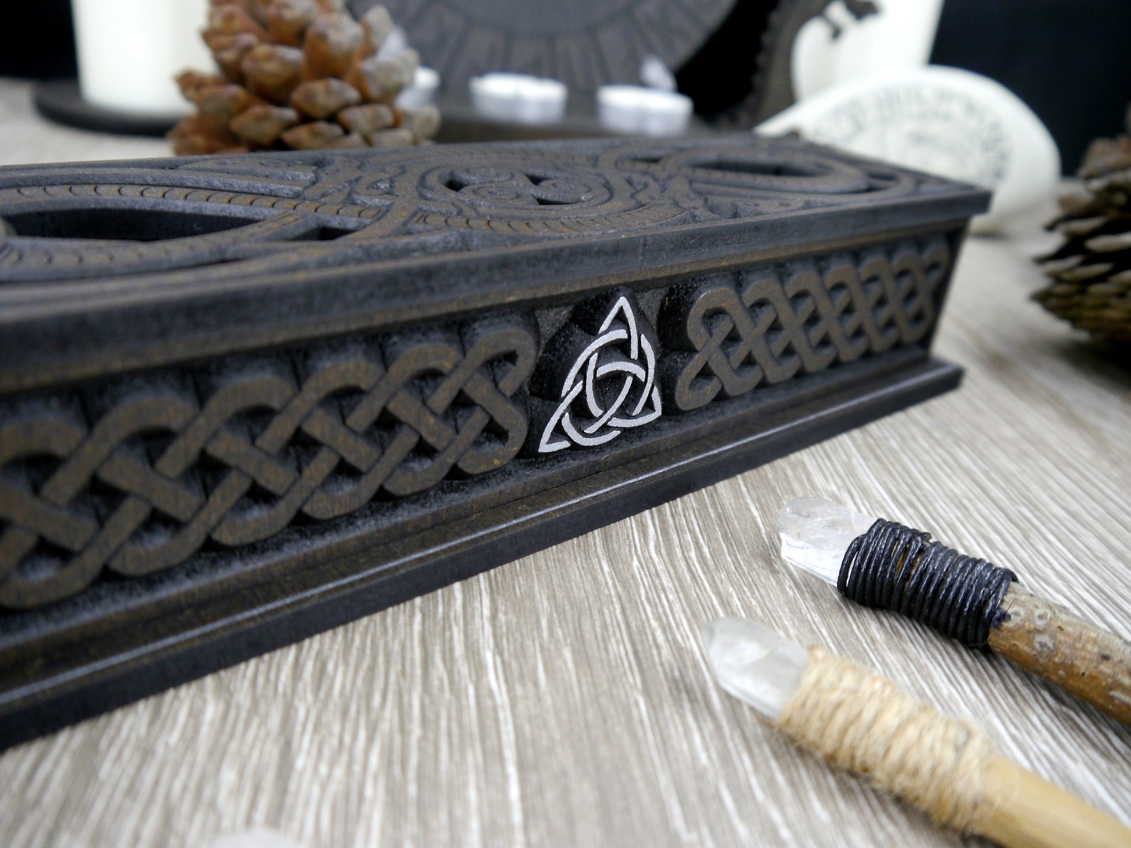 Incense holder in celtic style // Incense burner // Triquetra Etsy