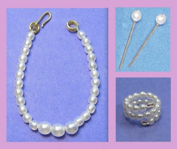 Barbie Dreamz TEAL Graduated Triple Pearl EARRINGS Doll Jewelry