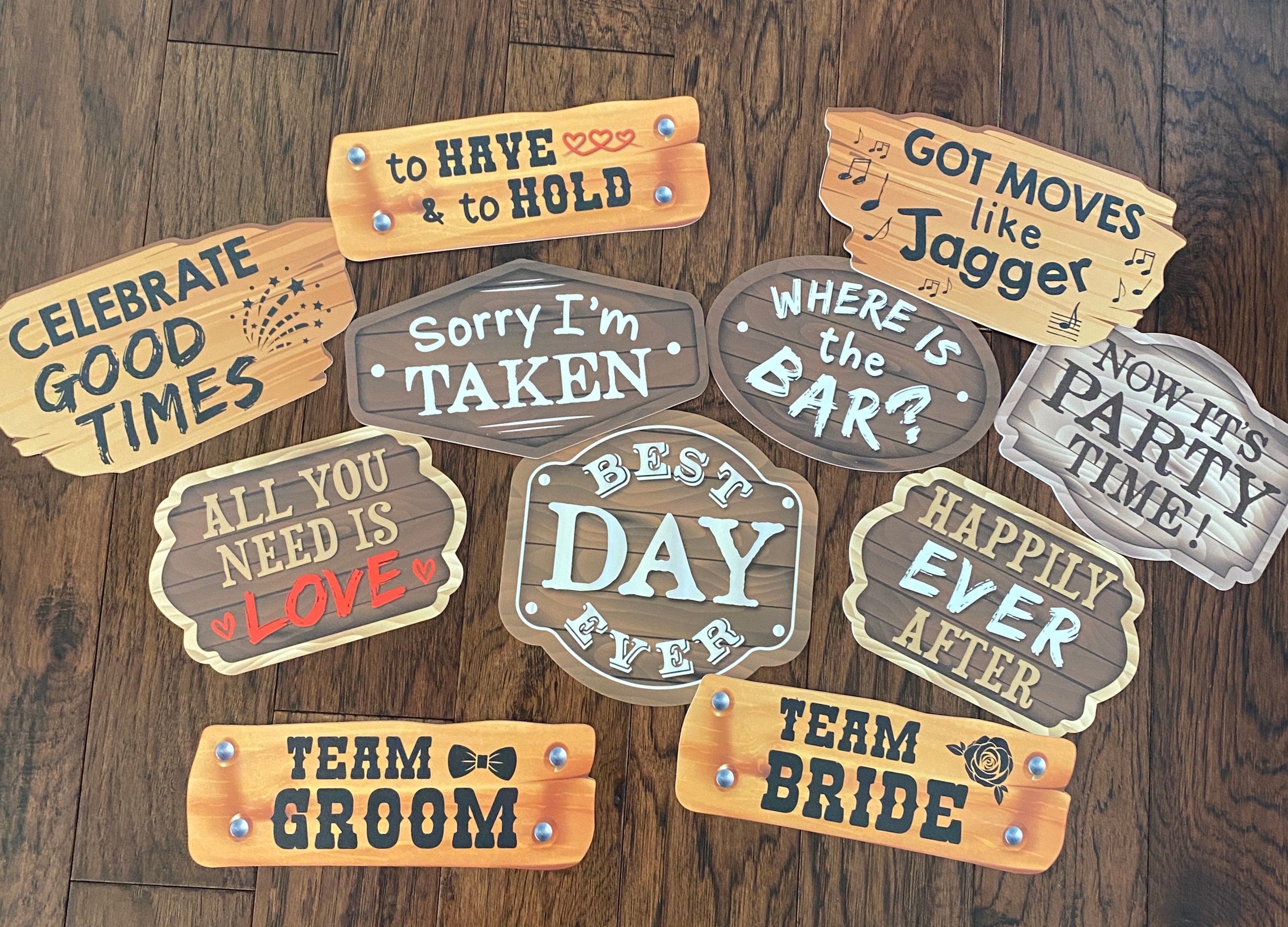 11 Piece Country Western Wedding Photo Booth Prop PVC Durable