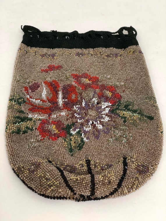 Antique beadwork purse flapper evening bag 1920s … - image 8