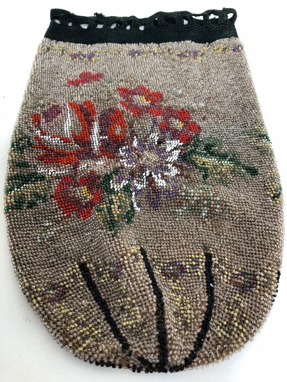 Antique beadwork purse flapper evening bag 1920s … - image 10