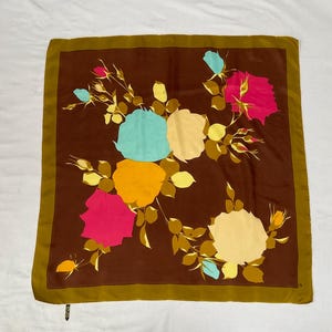 Vintage 1950s to 1960s French silk Scarf one dimensional Floral art collage design