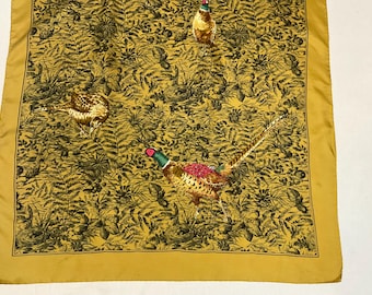 Salvatore Ferragamo Fazant vintage zijden sjaal Liberty-stijl