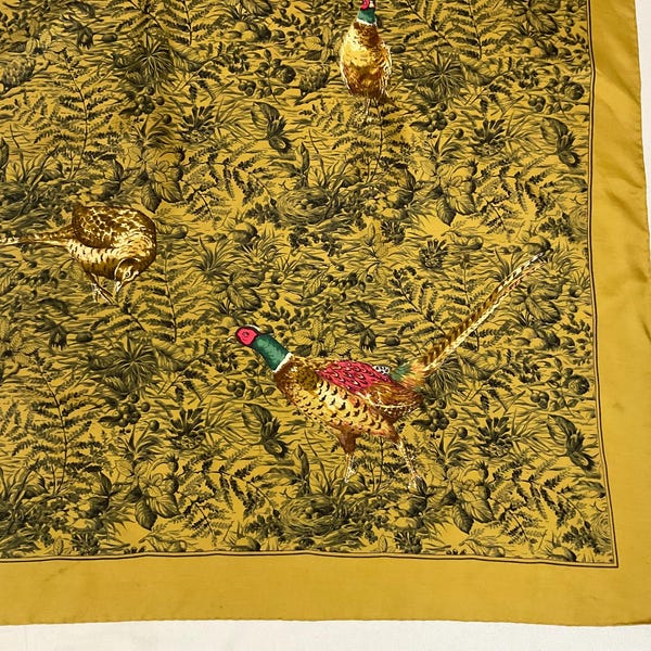 Salvatore Ferragamo Pheasant vintage silk scarf Liberty style