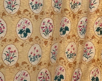 Pièce de tissu d'écorce vintage inutilisée du milieu du siècle, floral de 4,5 mètres