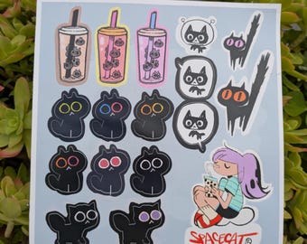 Adesivi bobbletea Spacecat