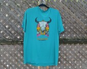 Vintage T Shirt Palo Duro Jeep Jamboree Skull Graphic Neon Graphic Print Made In USA