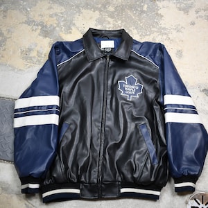 Toronto Maple Leafs / 90s Leather Jacket / NHL Team Logo Print 