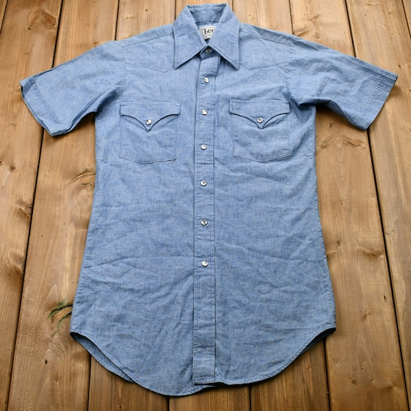 Vintage 1970s LEE Snap-Button Short Sleeve Denim Shirt / True Vintage / Western Wear / Yoke / Made in USA / Casual Menswear / Workwear