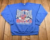 Vintage 1990 Buffalo Bills AFC Champs Graphic Crewneck Sweatshirt Super Bowl XXV 90s Crewneck NFL Streetwear Vintage Athleisure