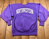 Vintage 1990s Northwestern University Graphic Champion Crewneck Sweatshirt Sportswear Vintage Athleisure 90s Streetwear Made in USA