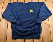 Vintage 1990s University of Michigan Embroidered Champion Crewneck Sweatshirt NCAA Sportswear Vintage Athleisure 90s Streetwear