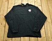 Vintage 1990s Pittsburgh Steelers Longsleeve T-Shirt Made in USA NFL Mock Neck Embroidery 90s Streetwear Athleisure Sportswear