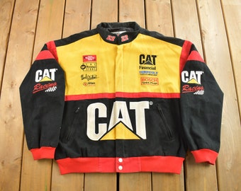 Vintage 1990s Ward Burton Nascar Racing Jacket / CAT Racing / Sportswear / Color Block Nascar Jacket