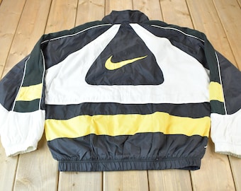 Vintage 1990s Nike Big Swoosh Color Block Windbreaker Jacket / Embroidered / Streetwear / Vintage Nike Jacket / Nike Windbreaker