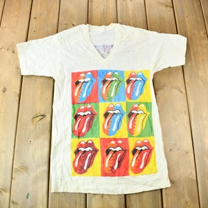 Vintage 1989 The Rolling Stones Steel Wheels North American Tour Band T-shirt / Single Stitch / Made in USA / V Neck