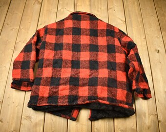 Vintage 1950s Melton Outer-wear Buffalo Plaid Wool Hunting Jacket