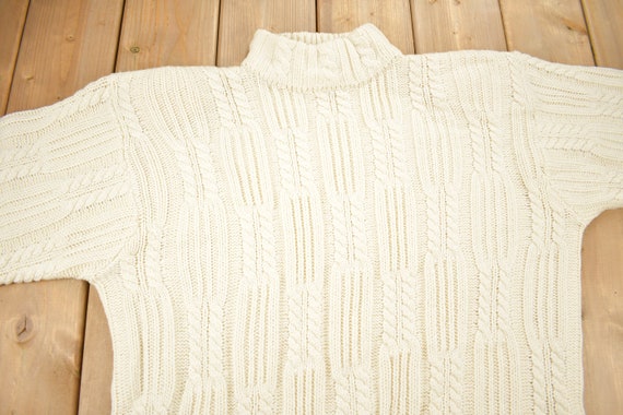 Vintage 1990s Karen Scott II Cable Knit Mockneck … - image 3