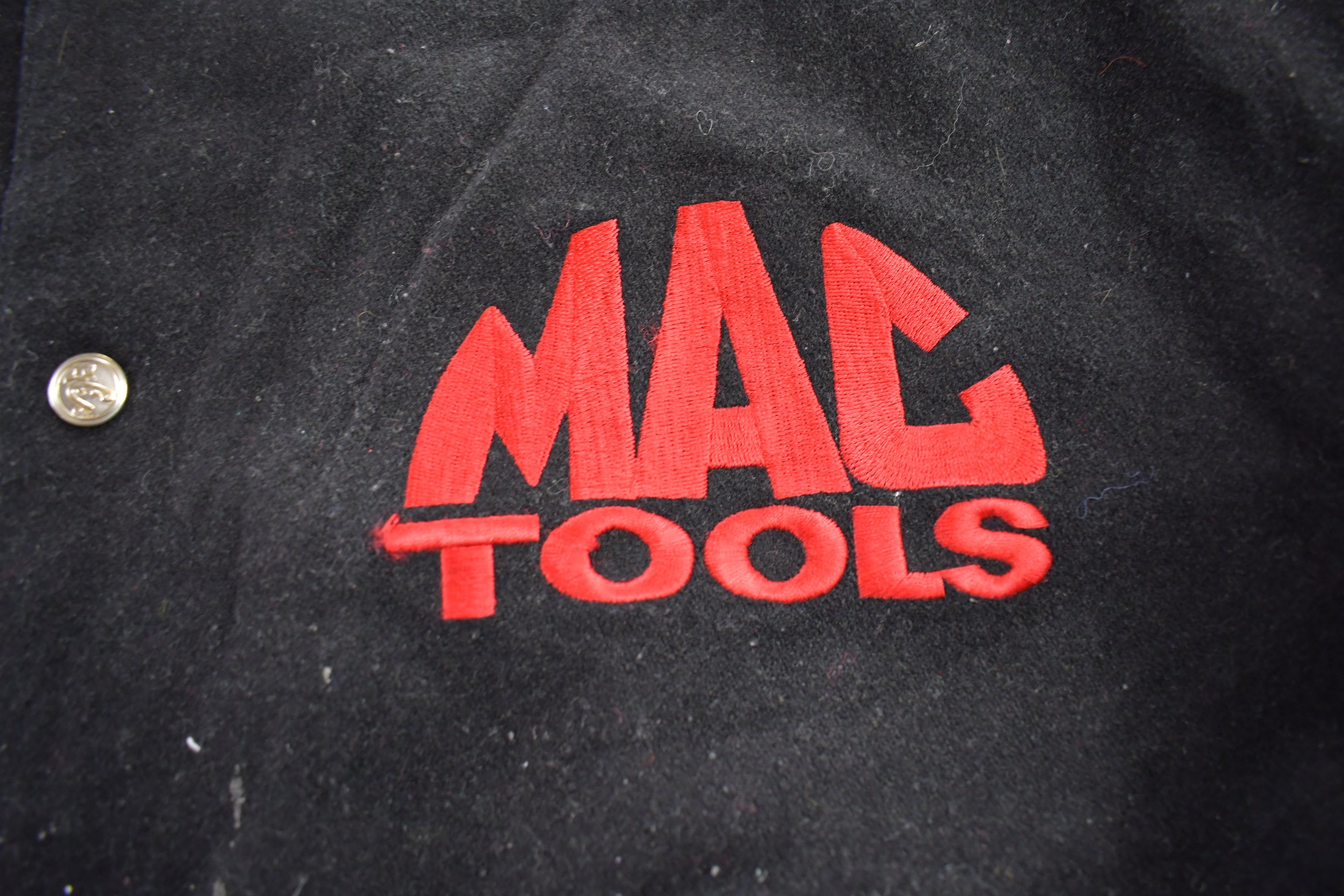 Vintage 1990s Mac Tools Leather Varsity Jacket / Fall Outerwear