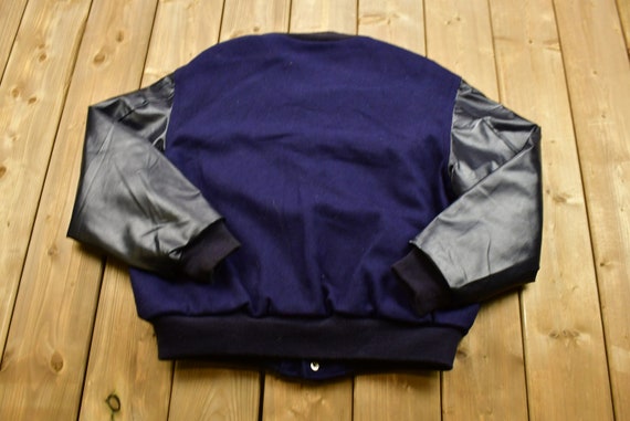 Vintage 90's I Leather Letterman Varsity Jacket /… - image 2