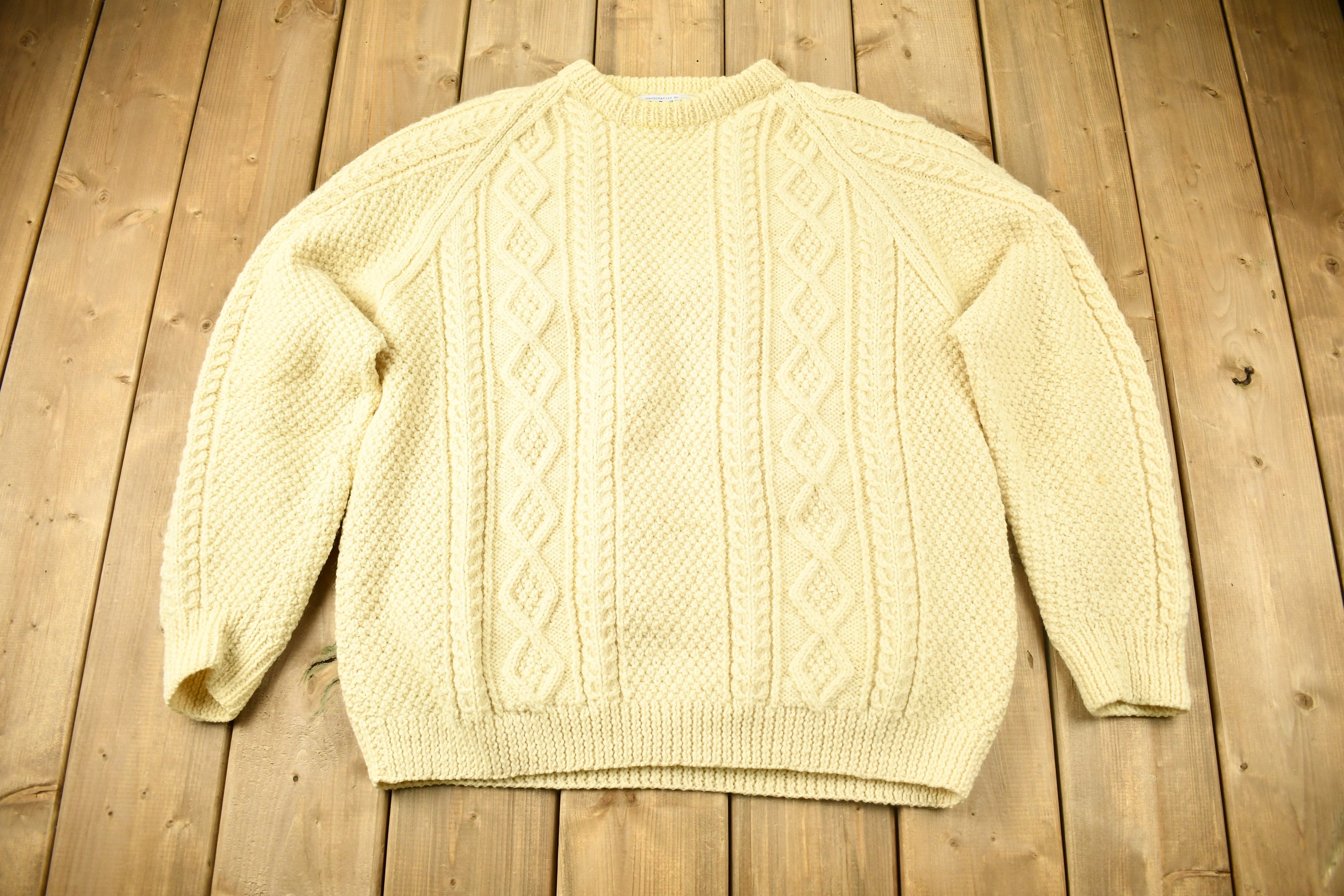 Vintage 1980s the Cod Jigger 3D Cable Knit Crewneck Sweater Vintage 1980s the Cod Jigger 3D Cable Knit Crewneck Sweater