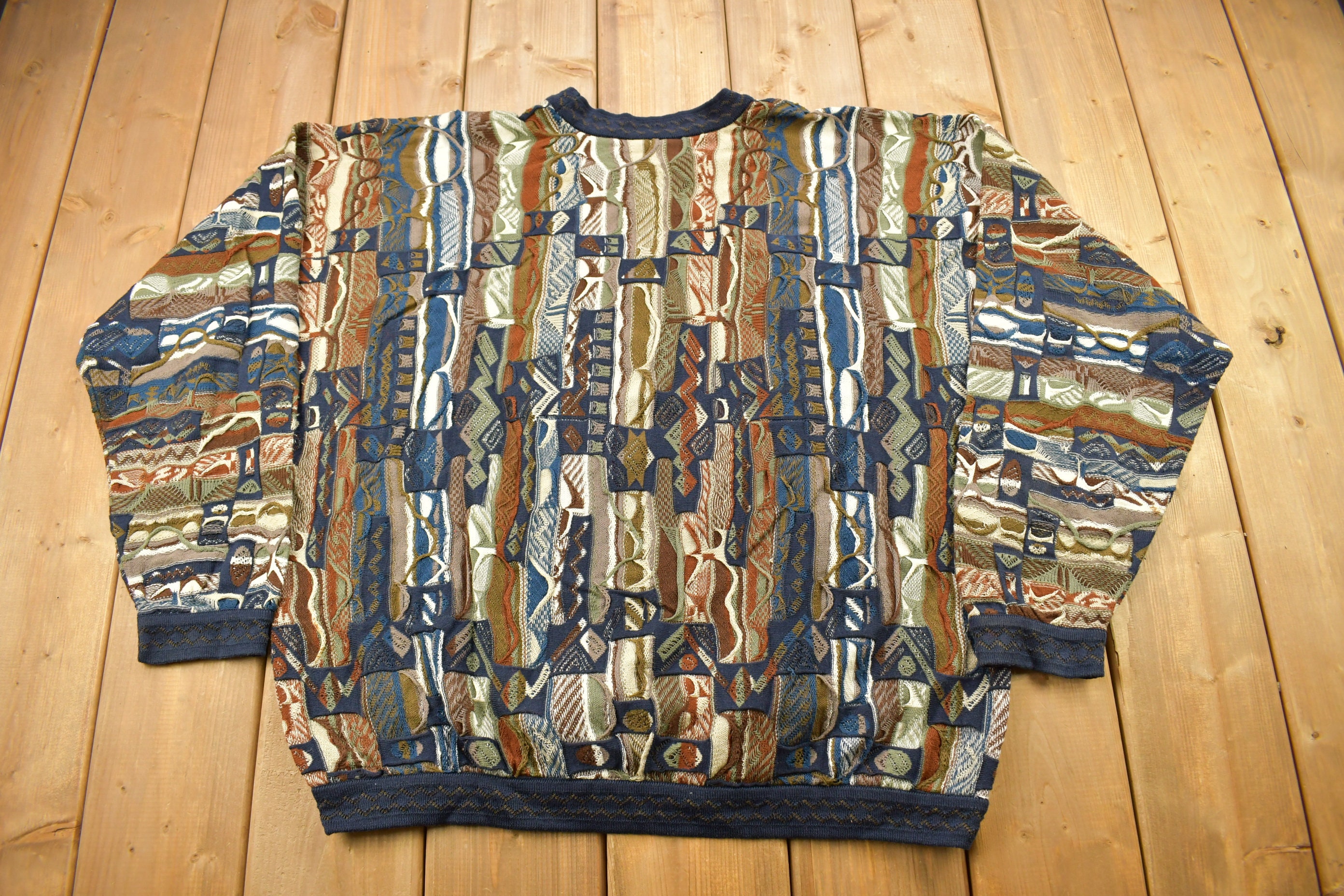 Vintage 1990s Coogi Australia 3D Colored Cable Knit Crewneck