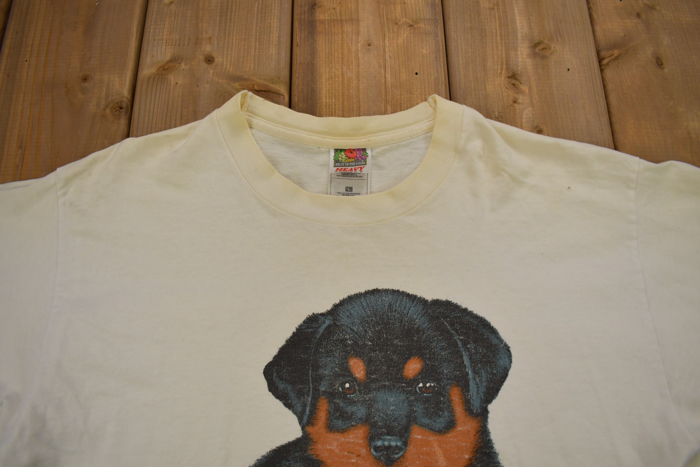 Vintage 1990s Rottweiler Puppy Graphic T-shirt / Vintage Dog