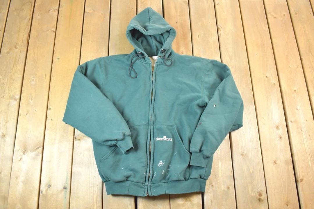 Vintage 1990s Carhartt Perfectly Distressed Lined Full Zip Hoodie